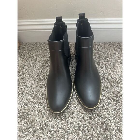 NWT Kate Spade Black & Gold Sedgewick Chelsea solstice rain boot Size 9 - Picture 4 of 10